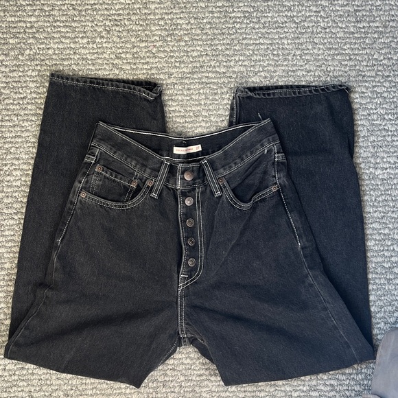 Levi'sRibcage Straight Ankle Dark Gray Relaxed Jeans - Picture 1 of 3